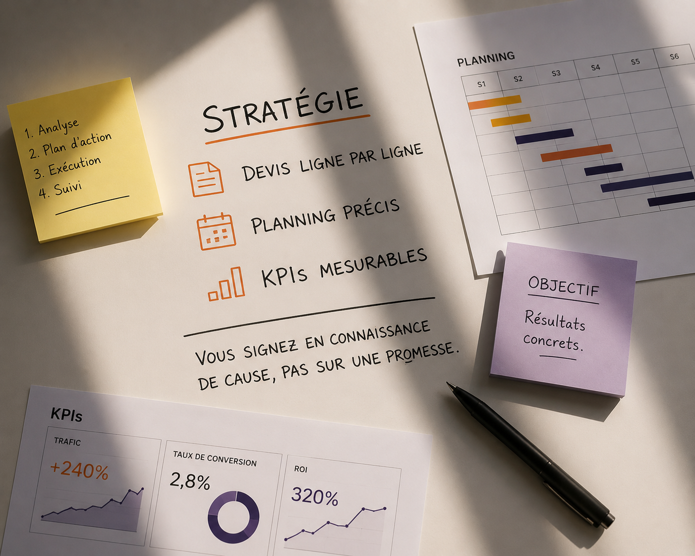 Étape stratégie — planning et KPIs