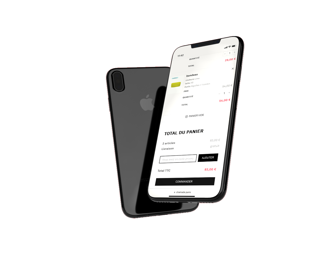 Version mobile first du panier Chamade