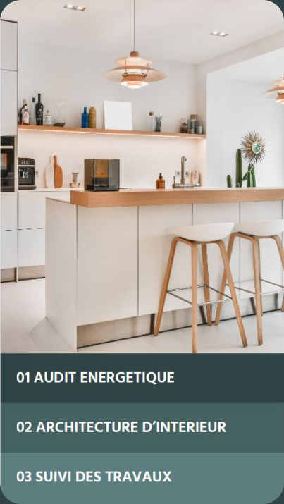 Une des pages services de l'entreprise