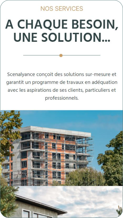 la page services de l'entreprise